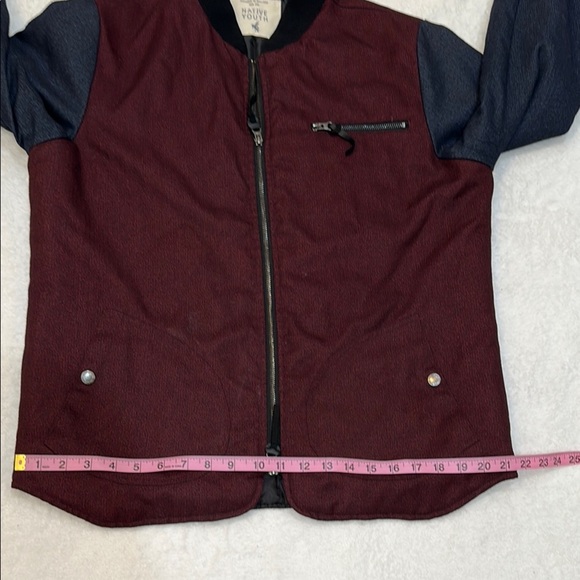 Native Youth Zip up Burgundy and Black Bomber Jacket - Picture 8 of 13